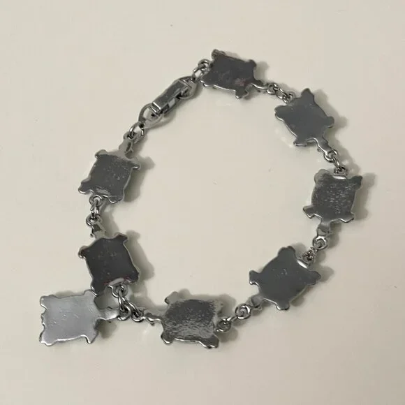 Multi Coloured Turtle Shell Bracelet 7 Inch Long - Picture 6 of 16